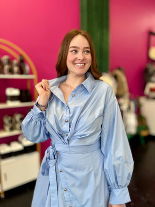 Light Chambray Blue Wrap Dress