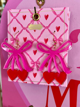 Bow Cherry Layered Acrylic Earring