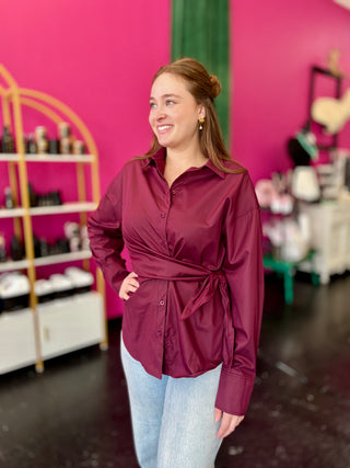 Maroon Longsleeve Wrap Top