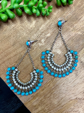 Turq & Silver Boho Earring