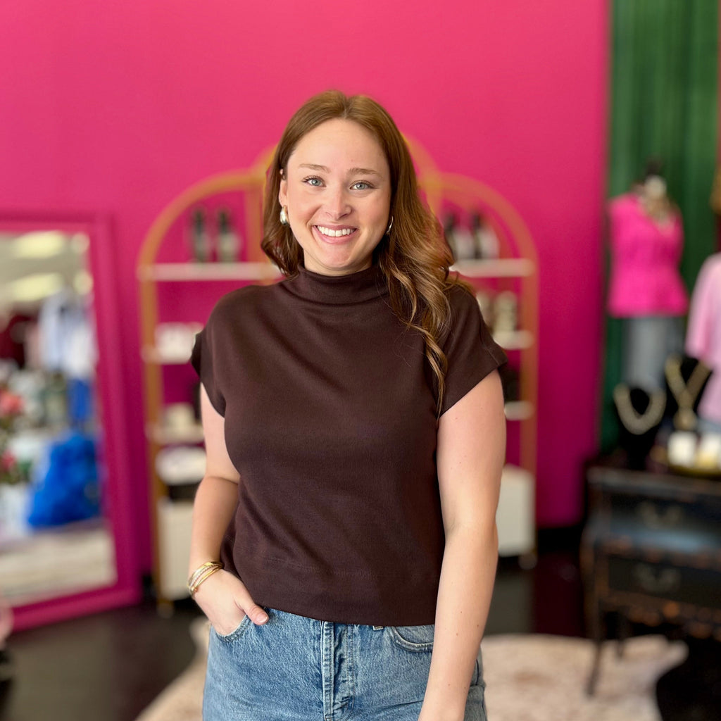 Chocolate Brown Mock Neck Top