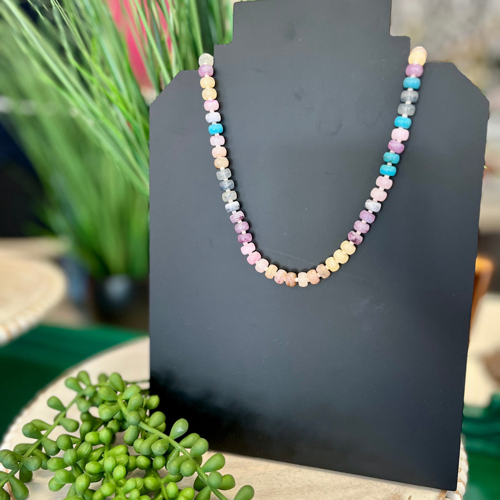 Natural & Turq Tones Agate Bead Necklace