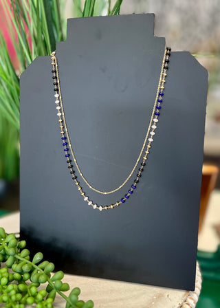 Black, Royal, Gold Bead 2S Necklace