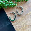 Silver Thick Half Oval Hoop Earring - Water Resistant