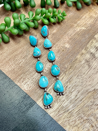 5 Stone Authentic Turquoise Earrings