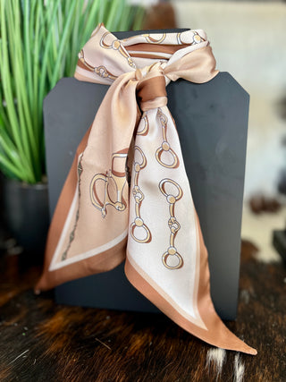 Taupe Horsebit Print Wide Twilly