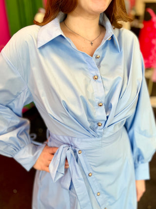 Light Chambray Blue Wrap Dress