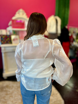 White & Pearl Shear Top
