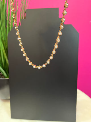 Tiny Pearl & Gold Necklace