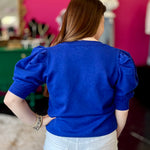 Everyday Royal Blue Puff Sleeve Knit Top