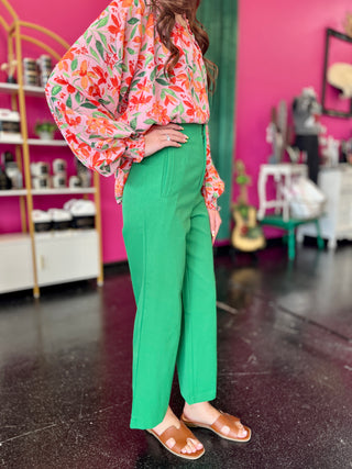 Kelly Green Wide Leg Pants