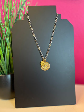 LNL Mixed Metal Coin & Chain Necklace