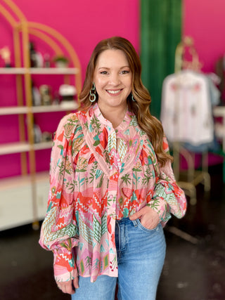 Spring Floral Print Longsleeve Top