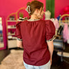 Maroon & Leopard Trim Top