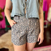 Mocha Leopard Denim Shorts