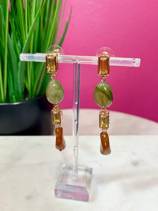 Gold, Olive, & Rust Dangle Earrings