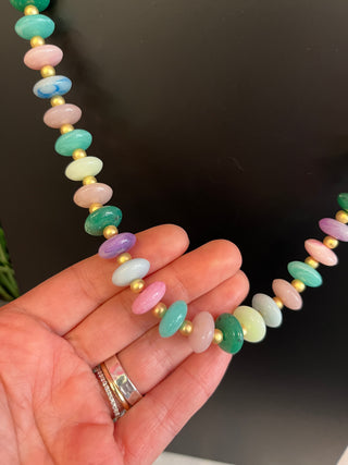 Green, Pink, & Pastel Beaded Necklace