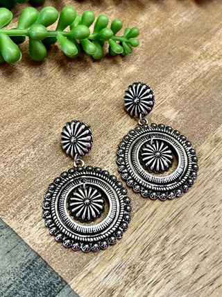 Silver Md Circle Concho Earring