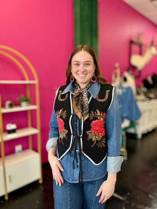 Wild Rose Black Vest by Rodeo Quincy