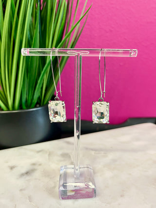 Too Chic Rectangle Clear Crystal Earrings