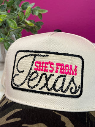 She's From Texas Camo Baseball Hat