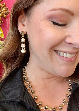 LNL Matte Gold & Crystal Earring