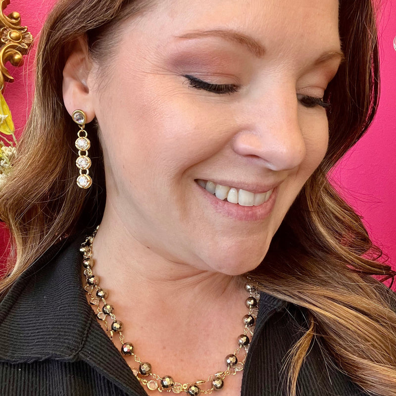 LNL Matte Gold & Crystal Earring
