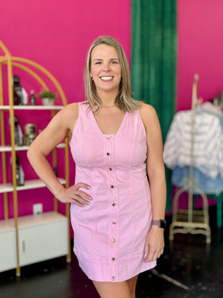 Strawberry Pink Denim Dress