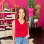 Red Essentials VNeck Top