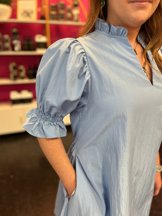 Lexie Light Blue Tie Bow Back Dress