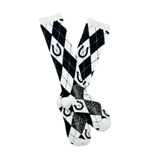 Lucky Arglye Black & White Boot Sock By Lucky Chuck