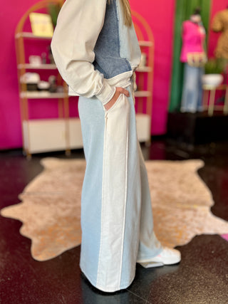 Denim & Sage Color Block Wide Leg Pant