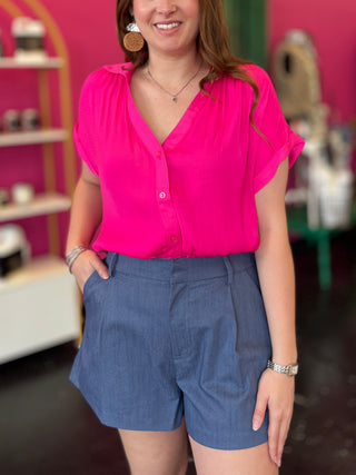 Indigo High Waisted Shorts