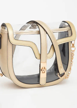 Claire Gold & Clear Saddle Bag Purse