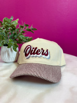 Oilers Maroon Striped Baseball Hat