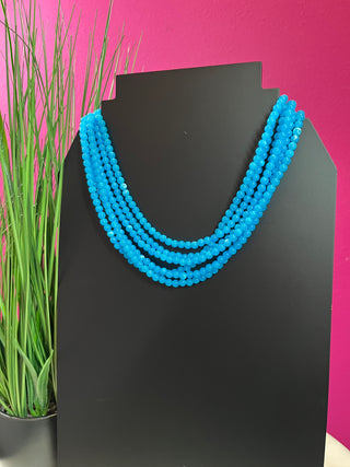 Turq Blue Beaded 5 Strand Necklace