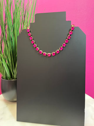 Hot Pink Full Crystal Necklace