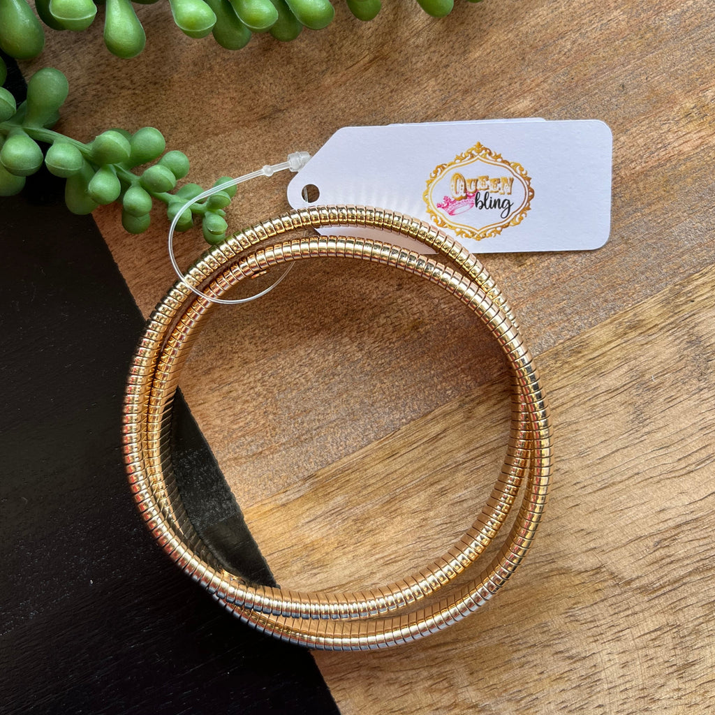 Gold Snake Stretch 2 Bracelet Set