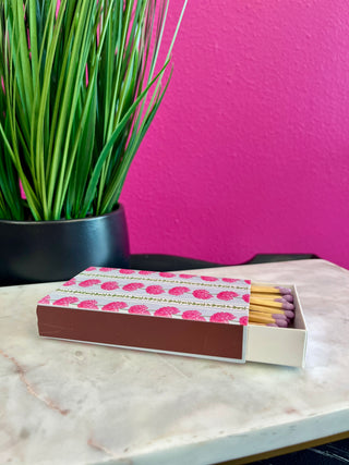 Pink Peony Striped Matchbox