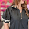 Black Striped Collar Ruffle Dress