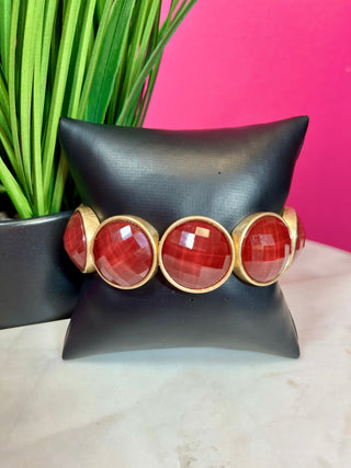 Maroon & Gold Circle Stretch Bracelet