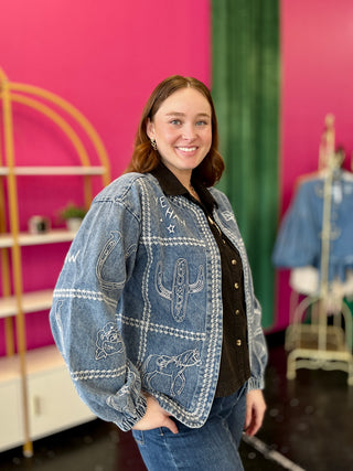 Denim Western Embroidery Jacket