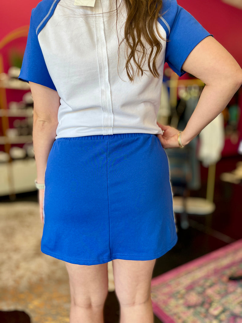 Royal Blue & White Skort