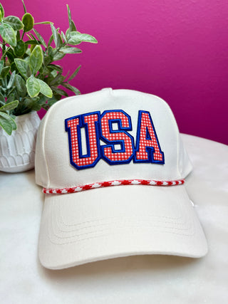 USA Patch Rope White Baseball Hat