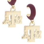 Maroon Huggie & Gold Texas A&M Earrings