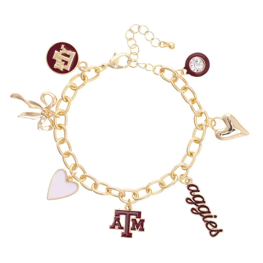 Texas A&M Gold Charm Bracelet