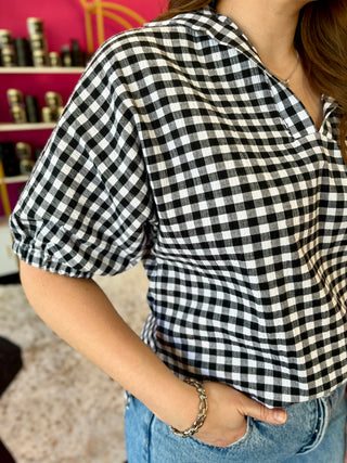 Black & White Gingham Top