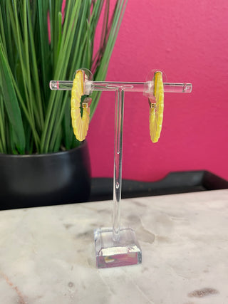 Yellow Fan Hoop Earrings