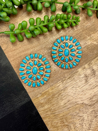 Gold & Turq Full Circle Earring