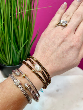 Brown Hematite Beaded Bracelet Set